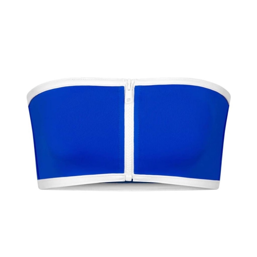 SKIMS NWT SPORTY ZIPPER SWIM BANDEAU BIKINI TOP COBALT SIZE SMALL